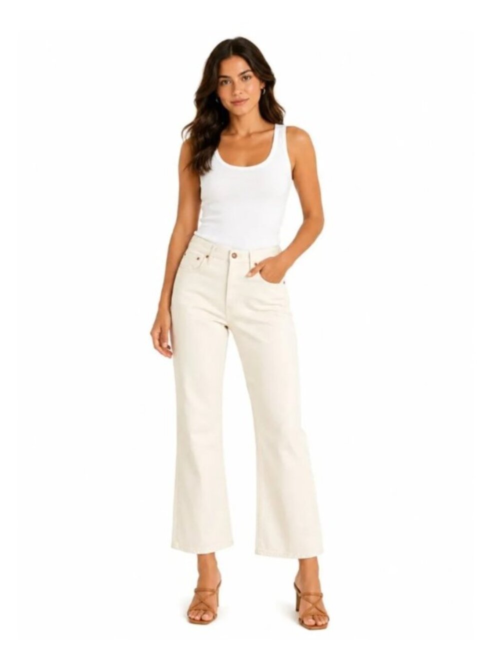 Madewell The Perfect Vintage Flare Crop Jeans Cream Off White (Ecru) Size 30